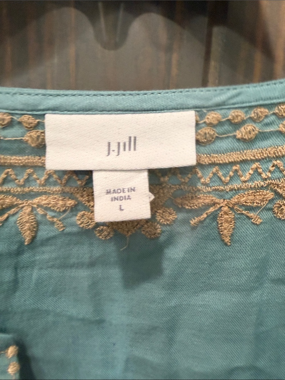 J. Jill Teal Embroidered V-Neck Tunic - Picture 5 of 7